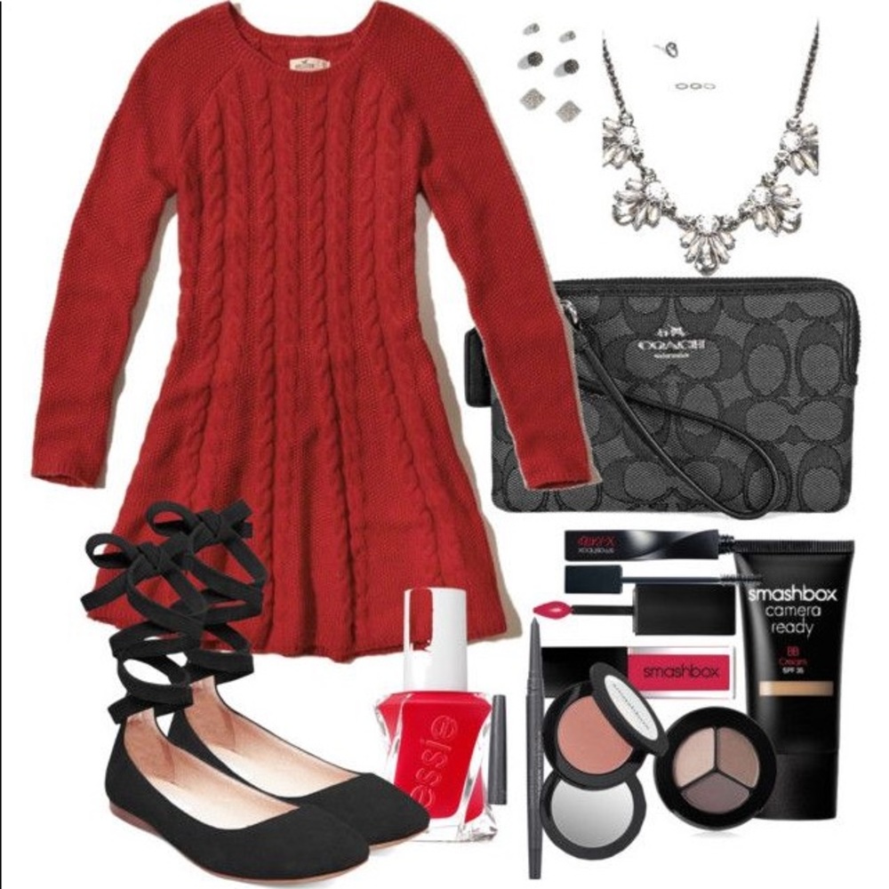 Red Hollister sweater dress